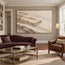 Cream and Taupe Hand-Painted 3D Textured Oil Painting, Terraced Abstract Landscape #HZKDB1K9