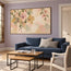 Cream and Blush Hand-Painted Oil Painting, Cascading Flowers and Leaves #VXD35PIW