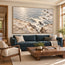 Ivory Gray Hand-Painted 3D Textured Oil Painting, Rocky Seascape Wall Art #3B8T60SA