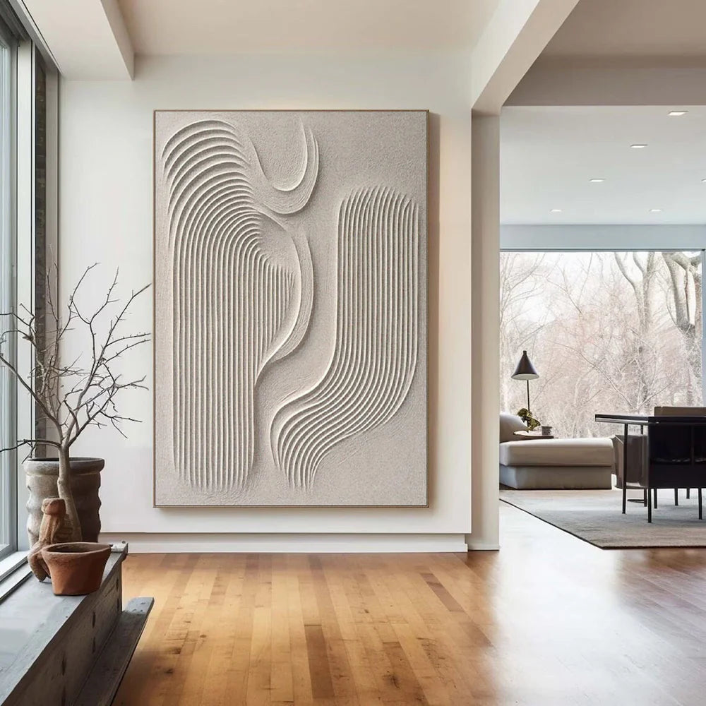 Hand-painted 3D Textured Abstract Line Wall Art #MD231