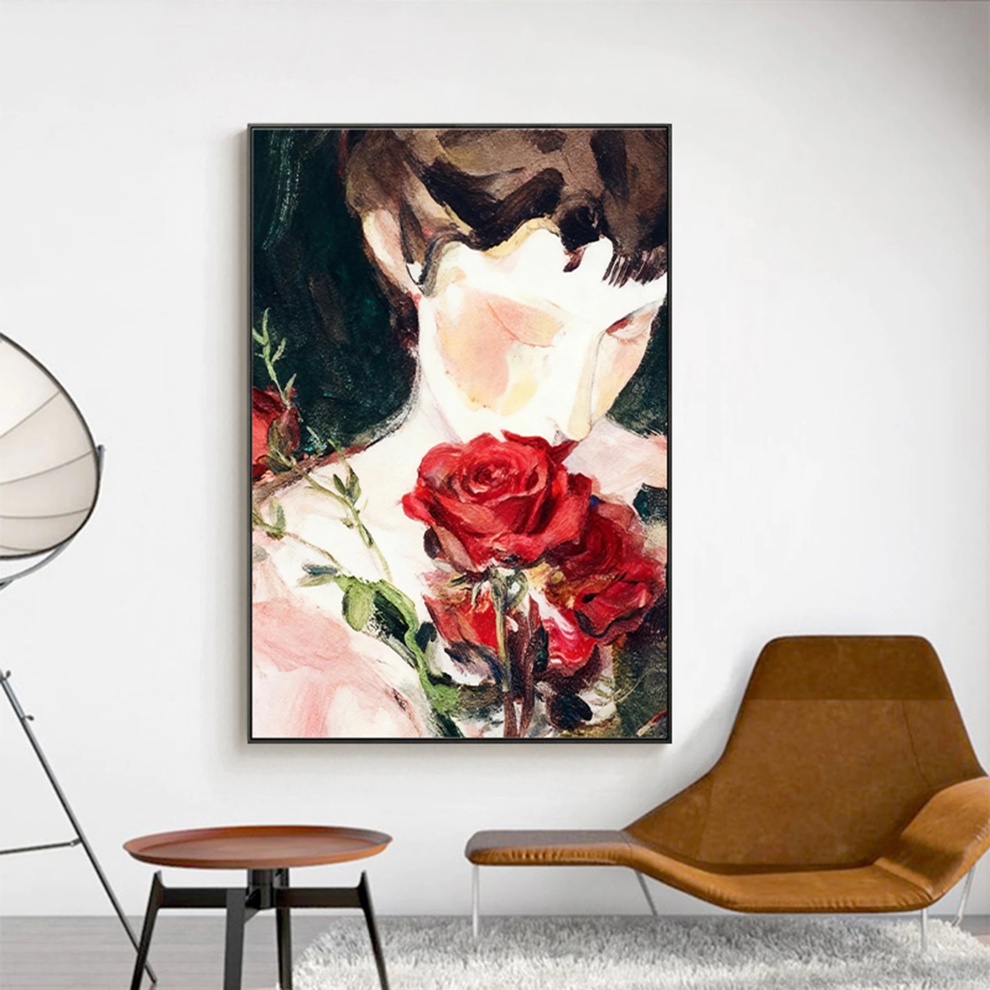 Woman with Red Roses Oil Painting #AB321