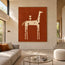 Burnt Orange Hand-Painted Oil Painting, Spotted Horse with Stacked Goblets #ISDV5ZX3