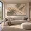 Beige Hand-Painted 3D Textured Oil Painting, Diagonal Layers in Olive Gray #TNHLGOA5