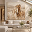 Cream & Brown Hand-Painted Oil Painting, White and Chestnut Horse Portrait #R4TZLUV7