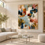 Muted Blue and Warm Neutrals Hand-Painted Oil Painting, Expressive Abstract Color Blocks #Q6Z31DUZ