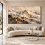Beige and Charcoal Hand-Painted 3D Textured Oil Painting, Mountain Ridges in Mist #QUDVWPH3