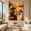 Earth-Tone Hand-Painted Oil Painting, Two Women Sharing Wine by a Sunset Bay #ZMIDYNFF