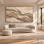 Beige Hand-Painted 3D Textured Oil Painting, Olive and Cream Wave Layers #OF6D6DT0