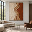 Cream & Terracotta Hand-Painted 3D Textured Oil Painting, Wavy Abstract Band #E5HLHQUE
