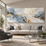 Gray Hand-Painted 3D Textured Oil Painting, Pale Layers with Gold Tones #LRQBCA6S
