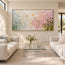 Cream and Pink Hand-Painted Oil Painting, Cascading Floral Petals #AN8LZER5