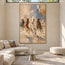 Cream and Slate Blue Hand-Painted Oil Painting, Five Running Horses #63S5E3ZM