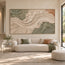 Beige & Sage Hand-Painted 3D Textured Oil Painting, Curved Ribbon Abstract Wall Art #6BLZCD7P