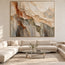 Cream and Gray Hand-Painted 3D Textured Oil Painting, Diagonal Abstract Escarpment #46H337UB
