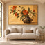 Yellow Hand-Painted Oil Painting, Cream and Orange Floral Bouquet #8FD36JJN