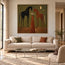 Olive & Rust Hand-Painted Oil Painting, Woman and Horses with Crescent Moon #HO11S3B9