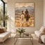 Sand and Blue Gray Hand-Painted Oil Painting, Riders Facing the Mountains #3TULKAQH