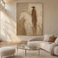 Beige and Cream Hand-Painted Oil Painting, White Horse and Brown-Clad Rider #1YZD0V5I