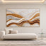 Ivory Gold Hand-Painted 3D Textured Oil Painting, Undulating Bands Wall Art #B19FJV18