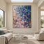 Blue and Blush Hand-Painted Oil Painting, Blue and Blush Abstract Marks #YO8L63PE