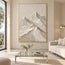 Ivory Hand-Painted 3D Textured Oil Painting, Minimal Mountain Peaks #SUBDFZDI