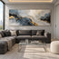Gray Hand-Painted 3D Textured Oil Painting, Dark Layers and Gold Tones #X6RDSFYU