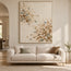 Cream Hand-Painted Oil Painting, Sweeping Leaves with Muted Blue Accents #03M1QDNU