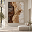 Brown Cream Hand-Painted 3D Textured Oil Painting, Vertical Strata Wall Art #WUOPLO0U
