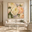 Cream Hand-Painted Oil Painting, Close-Up Peach and Ivory Flowers #22T3QUTE