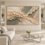 Cream and Sage Gray Hand-Painted 3D Textured Oil Painting, Diagonal Relief Bands #6ICH5UVP