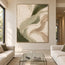 Cream and Sage Hand-Painted Oil Painting, Flowing Abstract Ribbons #4Y2HPFDD