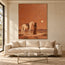 Rust Orange Hand-Painted Oil Painting, Cowgirl and White Horse in the Desert #209BR44A