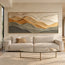 Sand & Taupe Hand-Painted 3D Textured Oil Painting, Layered Wave Abstract Wall Art #J66DZD8R