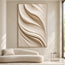 Ivory Hand-Painted 3D Textured Oil Painting, Sweeping Folds Wall Art #VZQ7TCW3