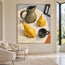 Yellow Hand-Painted Oil Painting, Two Pears with a Green Pitcher #O1ILENI2
