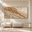 Cream Ochre Hand-Painted 3D Textured Oil Painting, Diagonal Ridge Wall Art #C36FRQTN