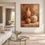 Terracotta Hand-Painted Oil Painting, Three Vessels on a Warm Ledge #ON3VRP1O