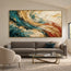 Teal and Ochre Hand-Painted Oil Painting, Sweeping Abstract Color Bands #VERH37SP