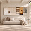 Cream Ochre Hand-Painted 3D Textured Oil Painting, Linear Blocks Wall Art #B57XEPUQ