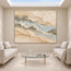 Beige Hand-Painted Oil Painting, Pale Layered Abstract with Blue Gray #3M9L7HZQ