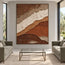 Brown & Ivory Hand-Painted 3D Textured Oil Painting, Diagonal Earth-Tone Abstract Wall Art #S6B3TVFK