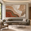 Cream & Terracotta Hand-Painted 3D Textured Oil Painting, Flowing Abstract Curves #3SOTHGWA