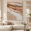 Ivory Tan Hand-Painted 3D Textured Oil Painting, Eroded Layers Wall Art #9RAVTEF6