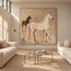 Beige & Cream Hand-Painted Oil Painting, Three Horses in a Modern Equestrian Composition #HIPLCPC8