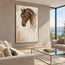 Cream & Brown Hand-Painted Oil Painting, Contemporary Horse Portrait #FOQD7D36
