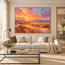 Orange & Lavender Hand-Painted Oil Painting, Three Riders in a Desert Sunset #22PVXDQ6