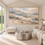 Cream and Blue Gray Hand-Painted Oil Painting, Rolling Coastal Waves #B4FLTKB2