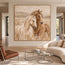 Cream & Brown Hand-Painted Oil Painting, White and Chestnut Horse Portrait #R4TZLUV7