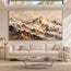 Beige and Charcoal Hand-Painted 3D Textured Oil Painting, Mountain Ridges in Mist #QUDVWPH3