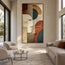 Earth-Tone Hand-Painted 3D Textured Oil Painting, Geometric Faces #PDTZGB6G